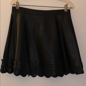 Club Monaco Faux Leather skirt w/ cut outs